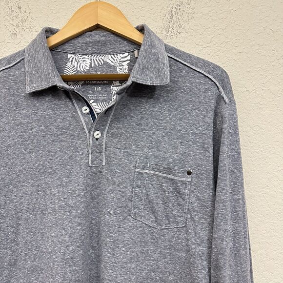 TOMMY BAHAMA Islandzone Performance Long Sleeve Polo Shirt in Heather Grey - Picture 2 of 8